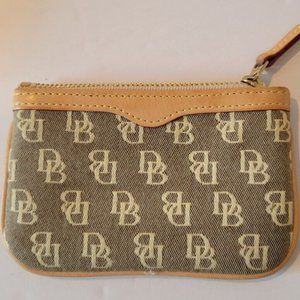 Dooney & Bourke Gray Canvas Coin Purse/Pouch with Classic DB Design